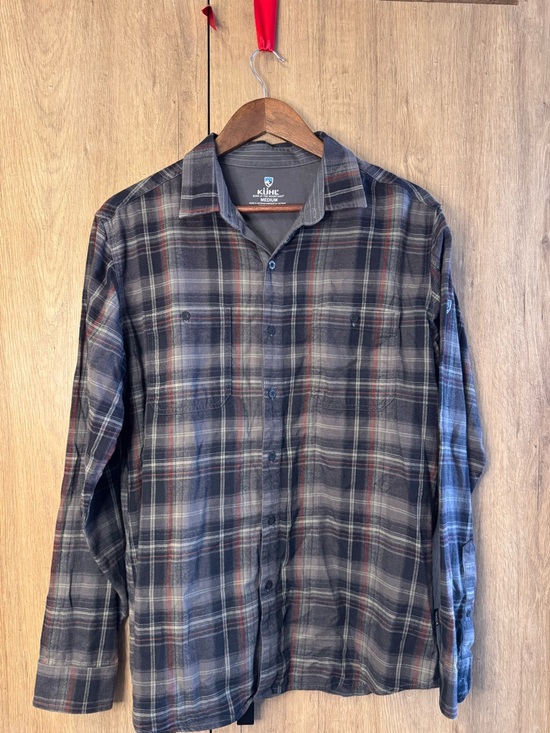 Kuhl Other - Kuhl Men's Navy, Gray and Red Plaid Long-Sleeve Button-Down Shirt M